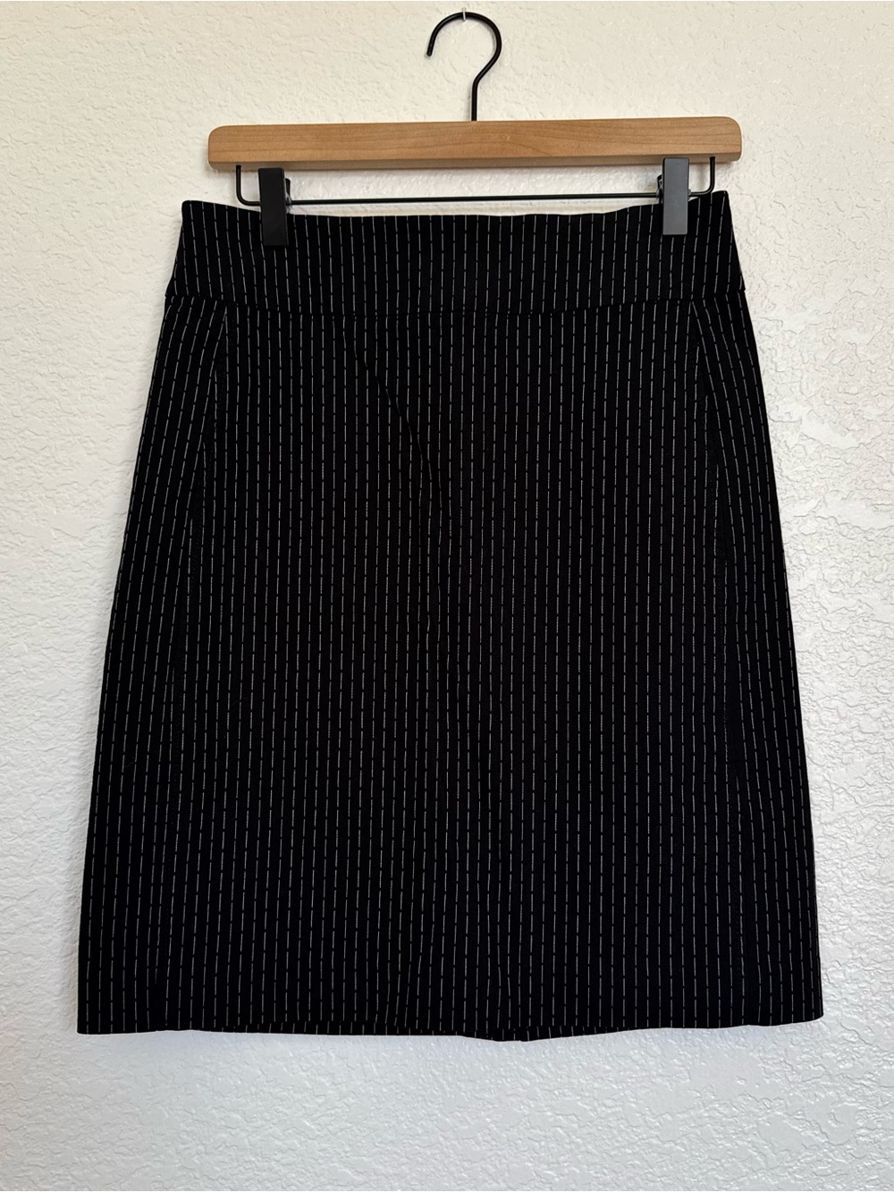 Classic Black & White Pinstripe Career Pencil Skirt